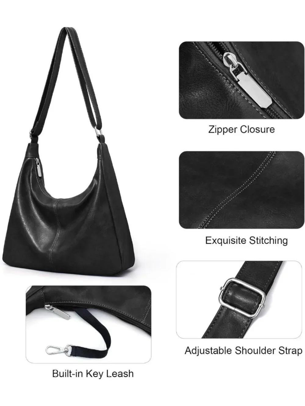 Chic Vegan Leather Hobo Bag for Women | Slouchy Shoulder Tote Purse